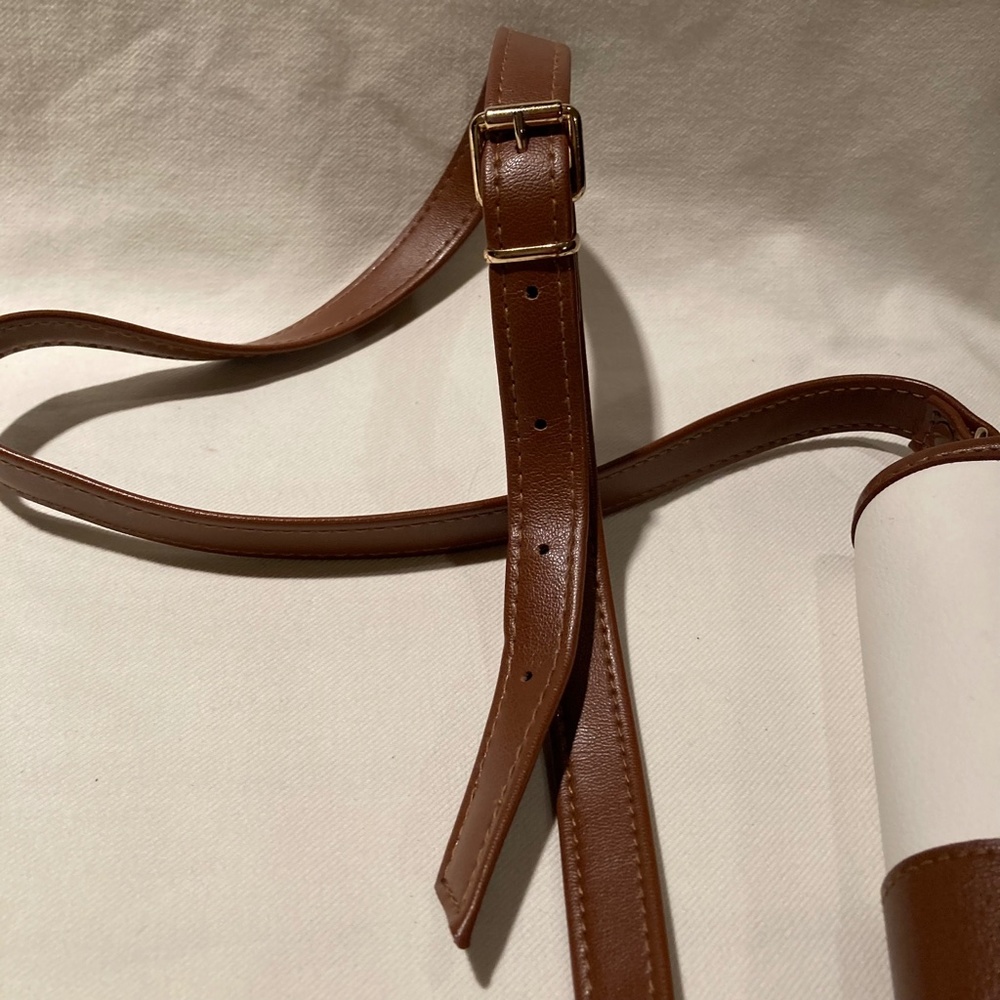 Vintage Liz Claiborne white shoulder bag with brown leather trim - Picture 6 of 10